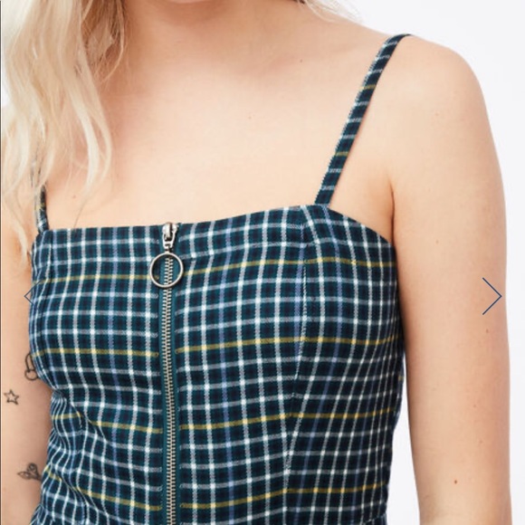 Aeropostale Aruba Teal Blue Plaid ZIP Front Dress Sleeveless Straps Size Medium - Picture 3 of 12